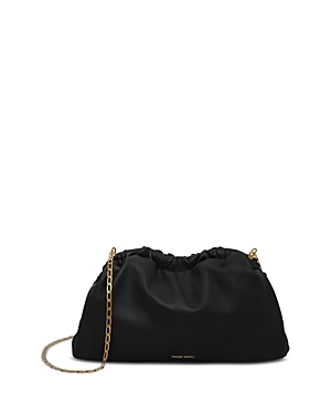 Mansur Gavriel Mini Leather Cloud Clutch-on-chain In Black/flamma