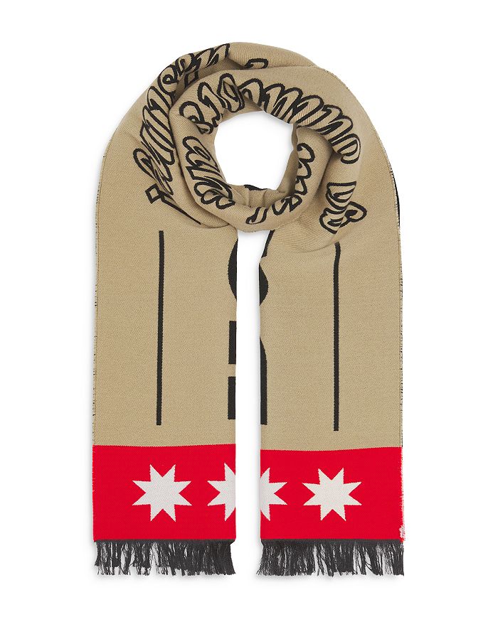 Burberry logo jacquard wool scarf sales
