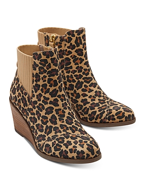 Toms Women's Sadie Wedge Booties Women's Shoes In Medium Brown Leopard