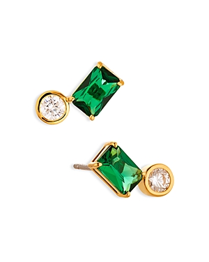 Shop Nadri Social Lights Cubic Zirconia & Nano Crystal Stud Earrings In Gold/green