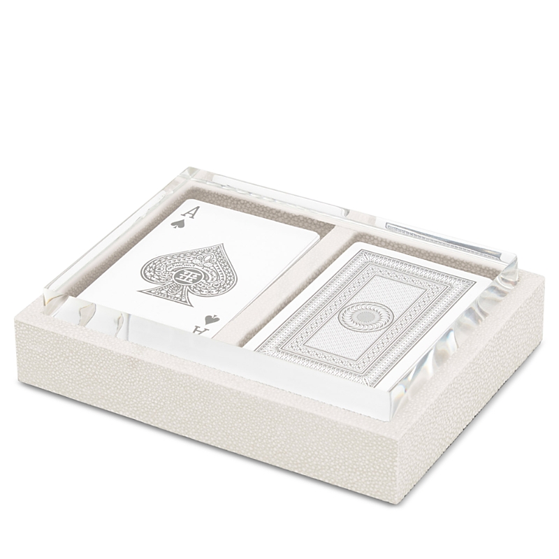 Pigeon & Poodle Grantham Middelburg Faux Shagreen Playing Card Set In White