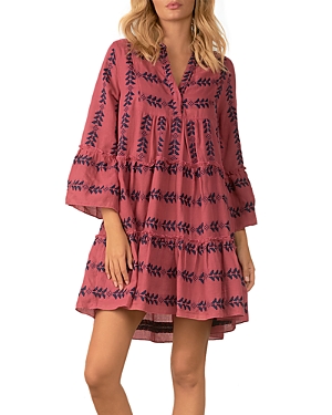 Elan Embroidered Swing Dress In Rose/navy