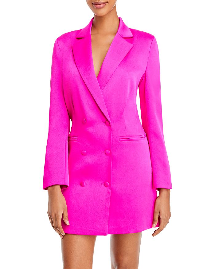Lucy Paris Two Button Blazer Dress In Hot Pink