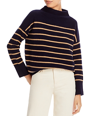 Vince Boiled Cashmere Funnel Neck Sweater In Coastal/dune