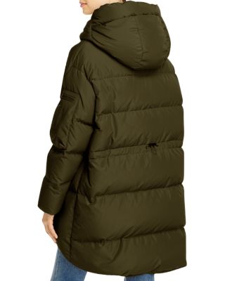 green long puffer coat