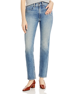 Shop Lafayette 148 High Rise Straight Jeans In Faded Skyline
