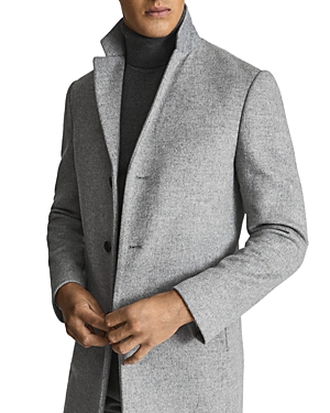 Reiss Gable Epsom Wool Blend Overcoat In Soft Gray