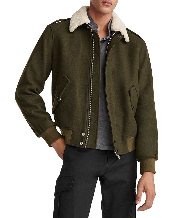 The Kooples Wool Blend Faux Shearling Collar Jacket Bloomingdale s