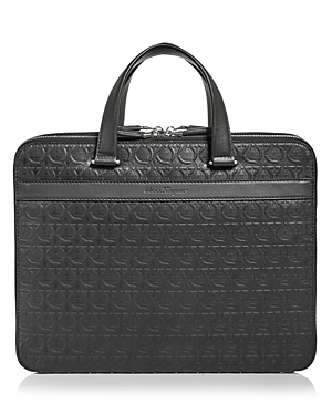 Salvatore Ferragamo Gancini Embossed Leather Briefcase