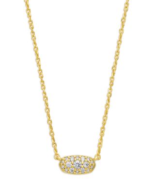 Grayson Cubic Zirconia Adjustable Pendant Necklace in 14K Gold Plate, 19"