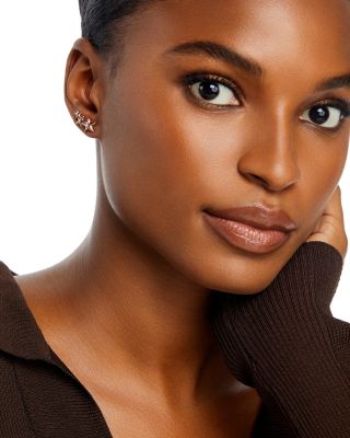 14K Yellow or Rose Gold Triple Star Climber Earrings 