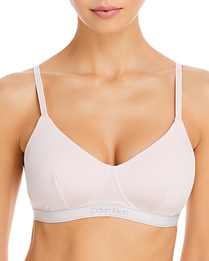 Calvin Klein Pure Ribbed Lightly Lined Bralette In Barely Pink