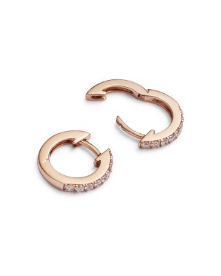 Diamond Mini Hoop Earrings in 14K Rose Gold, .15 tcw 