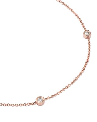 Diamond Bezel Ankle Bracelet in 14K Rose Gold, 0.20 tcw 
