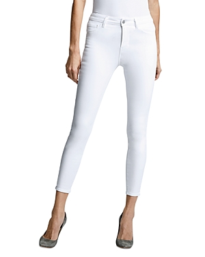 L Agence L'agence Margot High Rise Skinny Jeans In Dark Mocha Coated In Blanc Coated