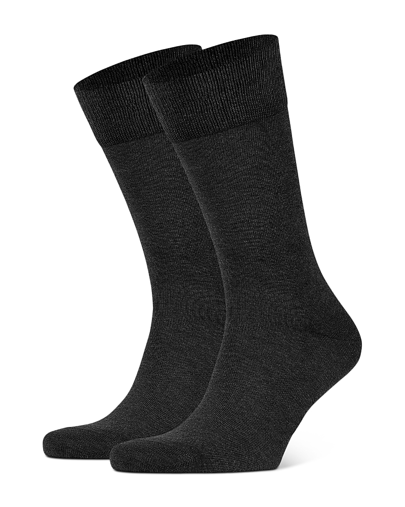 Shop Falke Happy Crew Socks, Pack Of 2 In Anthracite Melange