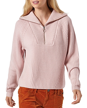 Joie Hinnes Front Zip Wool Pullover In Pale Mauve