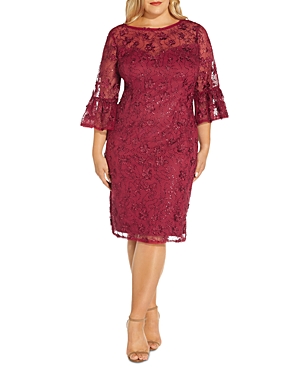 Adrianna Papell Plus Sequin Embroidered Sheath Dress In Red