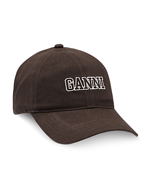 Ganni Logo-embroidered Organic-cotton Baseball Cap In Mole