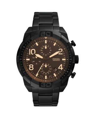 Fossil Men's Bronson Black Stainless Steel Bracelet Watch 50mm In Brown/black | ModeSens