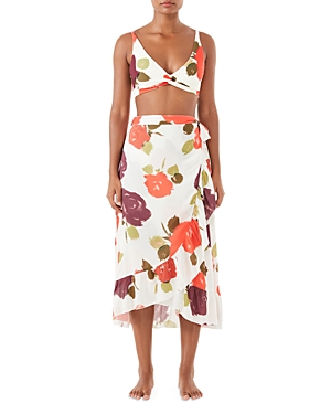 Kate spade new york Floral Print Ruffled Wrap Skirt Swim Cover Up