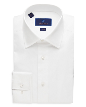 David Donahue Geo Weave Dress Shirt In White