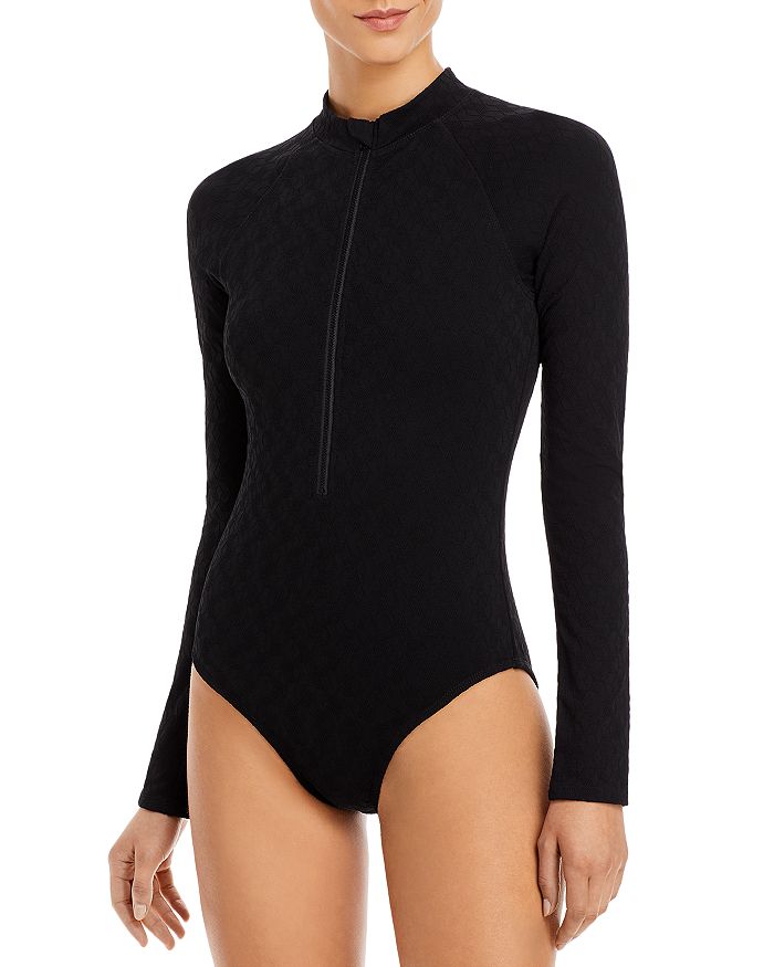 Shoshanna Zip Front Rash Guard Swimsuit Bloomingdale's