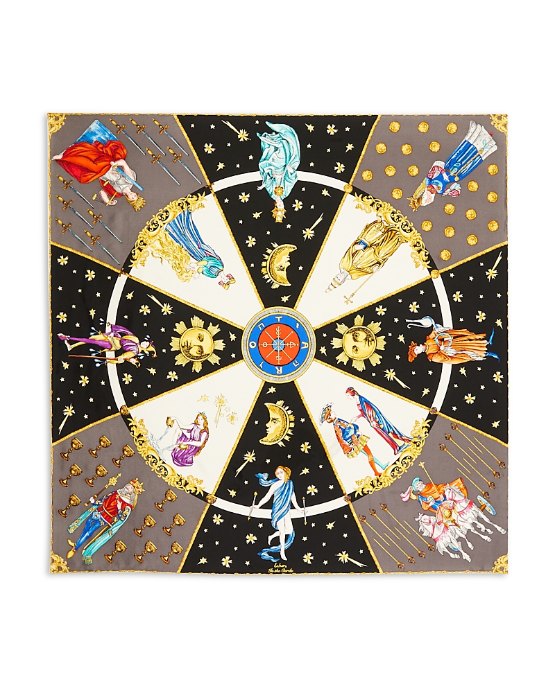Echo In The Cards Silk Scarf In Black