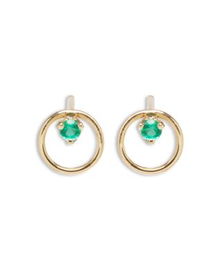 Zoë Chicco - 14K Yellow Gold Emerald Circle Drop Earrings