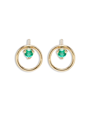 Zoe Chicco 14K Yellow Gold Emerald Circle Drop Earrings