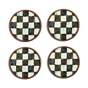 Mackenzie-childs Courtly Check Coasters, Set Of 4 In Black/white