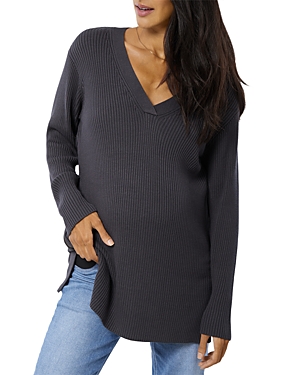 Ingrid & Isabel Side Zip Nursing Sweater In Asphalt
