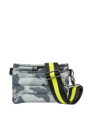 Think Royln Bum Bag Small Quilted Crossbody Belt Bag In Gray Camo/gunmetal