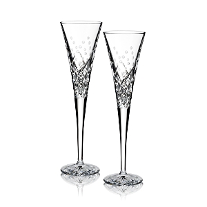 Waterford Wishes Happy Celebrations Toasting Flutes, Set Of 2 In Black