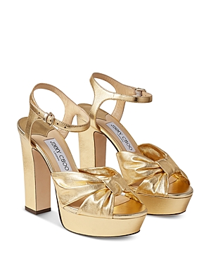 Shop Jimmy Choo Women's Heloise 120 Platform High Heel Sandals In Gold