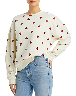 The Oversized All Over Heart Sweatshirt - Cream Sweatshirt by KULE | XXL