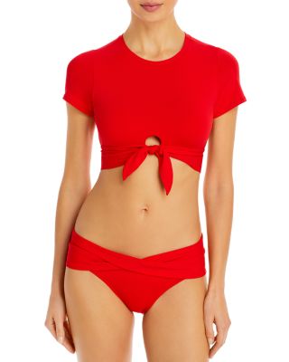Ava Solid Cropped T-Shirt Bikini Top