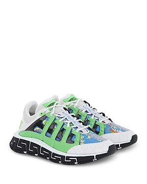 Versace Trigreca Sneakers In White Synthetic Fibers In Sky+multi