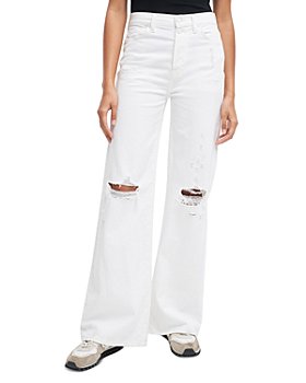 7 For All Mankind - Jo High Rise Ripped Wide Leg Jeans in Royce Blanc