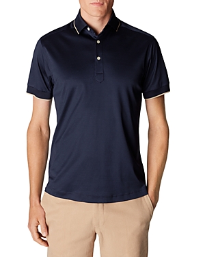 Shop Eton Contemporary Fit Jersey Polo In Navy