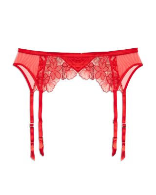 Fleur du Mal Violet Embroidered Garter Belt