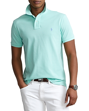 Polo Ralph Lauren Cotton Mesh Solid Custom Slim Fit Polo Shirt In Aqua Verde
