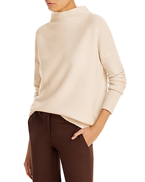 Vince Boiled Cashmere Funnel Neck Sweater In White Sand