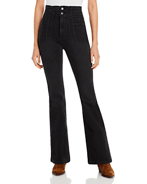 Shop Free People Jayde Flare Jeans In Onyx