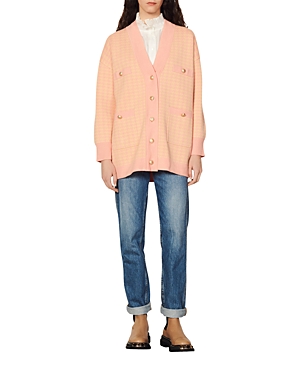 SANDRO DANE OVERSIZED HOUNDSTOOTH CARDIGAN