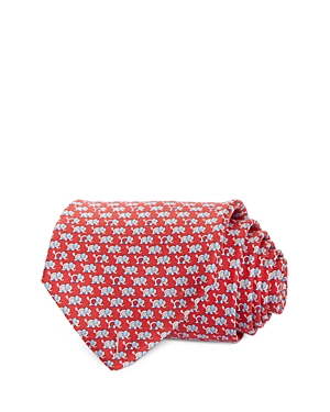 Ferragamo Gancini Elephant Print Silk Classic Tie In Rosso