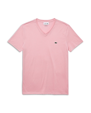 Lacoste V-neck Pima Cotton Tee In 7sy Lotus 1