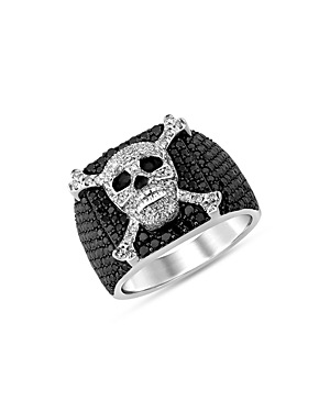 Bloomingdale's Men's Black & White Diamond Skull Ring In 14k White Gold, 2.50 Ct. T.w. - 100% Exclusive In Black/white
