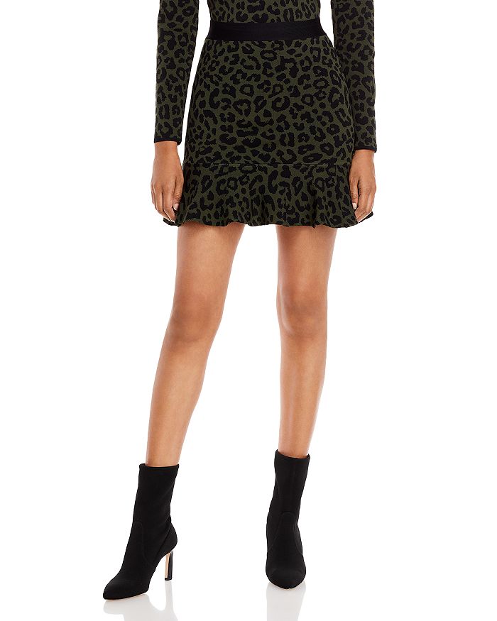Warehouse leopard jacquard mini skirt store