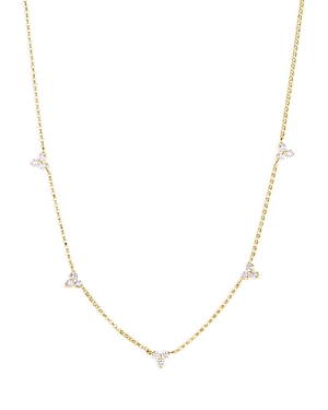 Roberto Coin 18K Yellow Gold Diamonds Love by the Inch Diamond Mini Cluster Station Necklace, 17